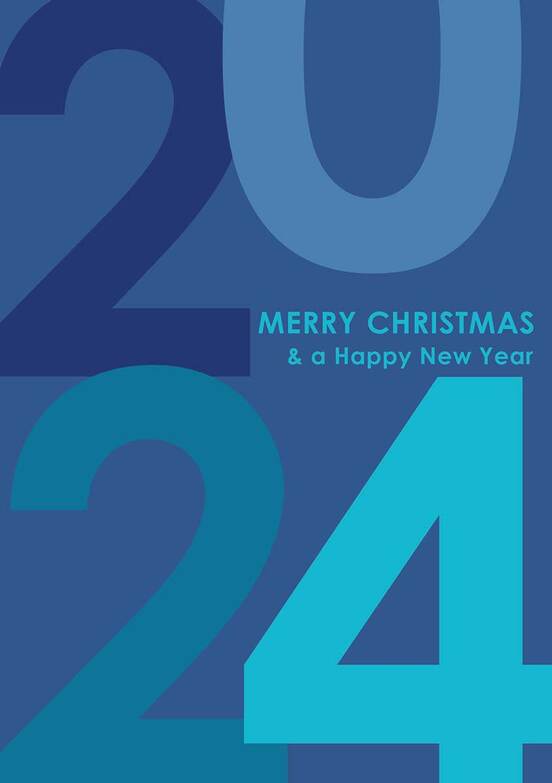 Weihnachtskarte: Jahreszahl in Blau