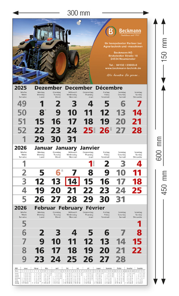 3-Monats-Kalender