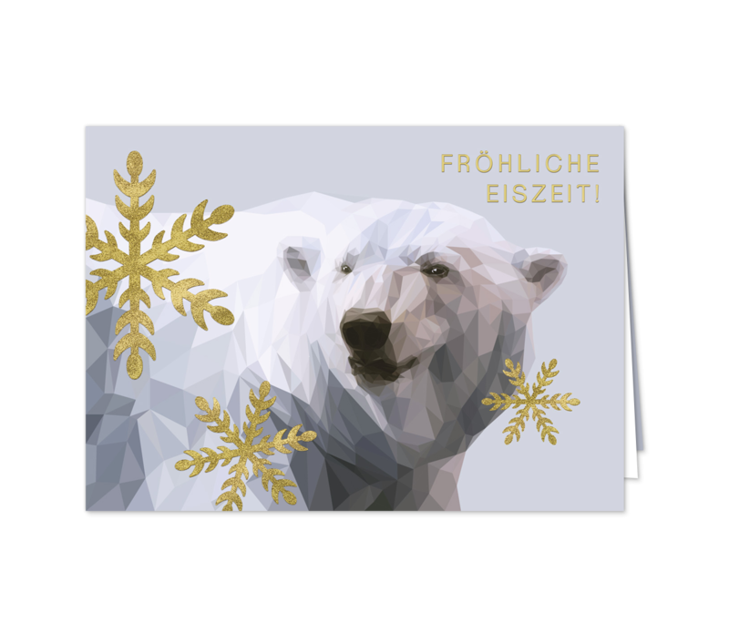 Eisbär mit goldenen Schneeflocken