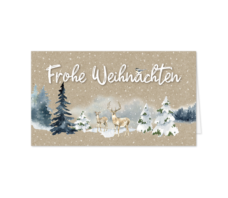 Aquarellhirsche im Winterwald