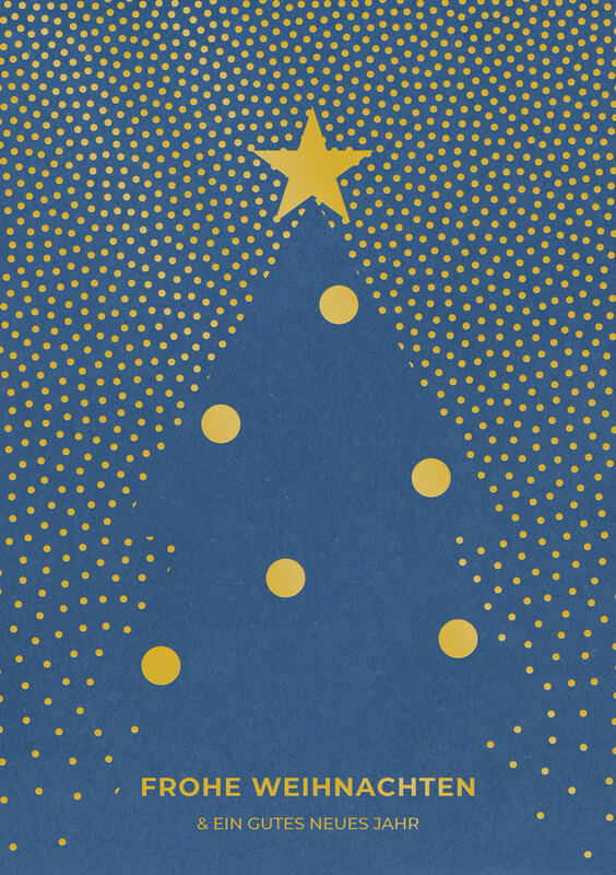 Goldpunktebaum auf Blau