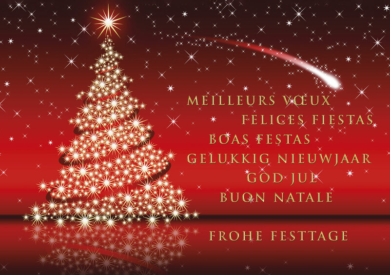 Festlicher Glitzerbaum auf Rot