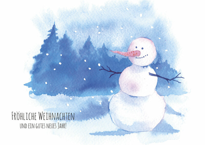 Freundlicher Aquarell Schneemann