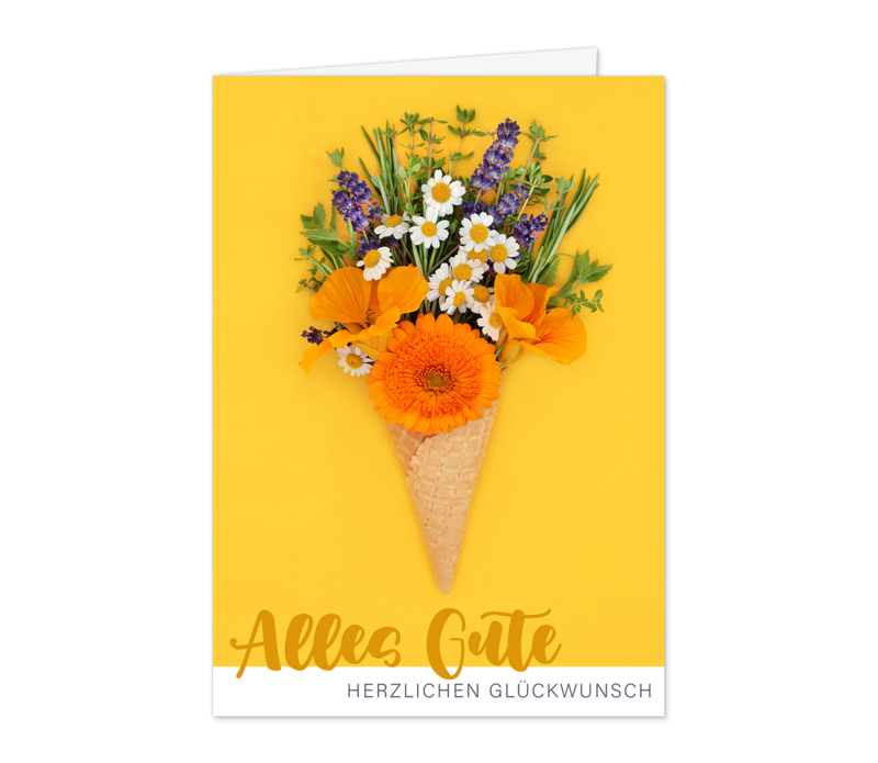 Blumenwaffel auf Gelb