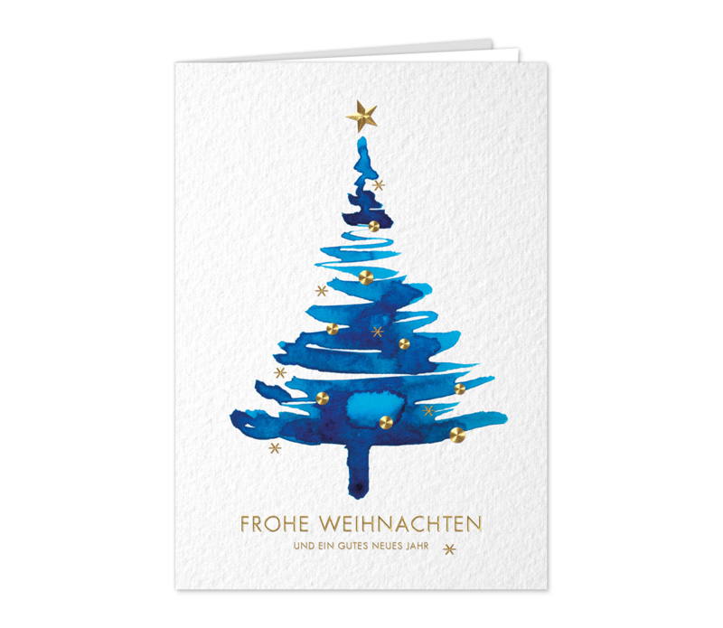 Aquarellbaum mit Goldschmuck