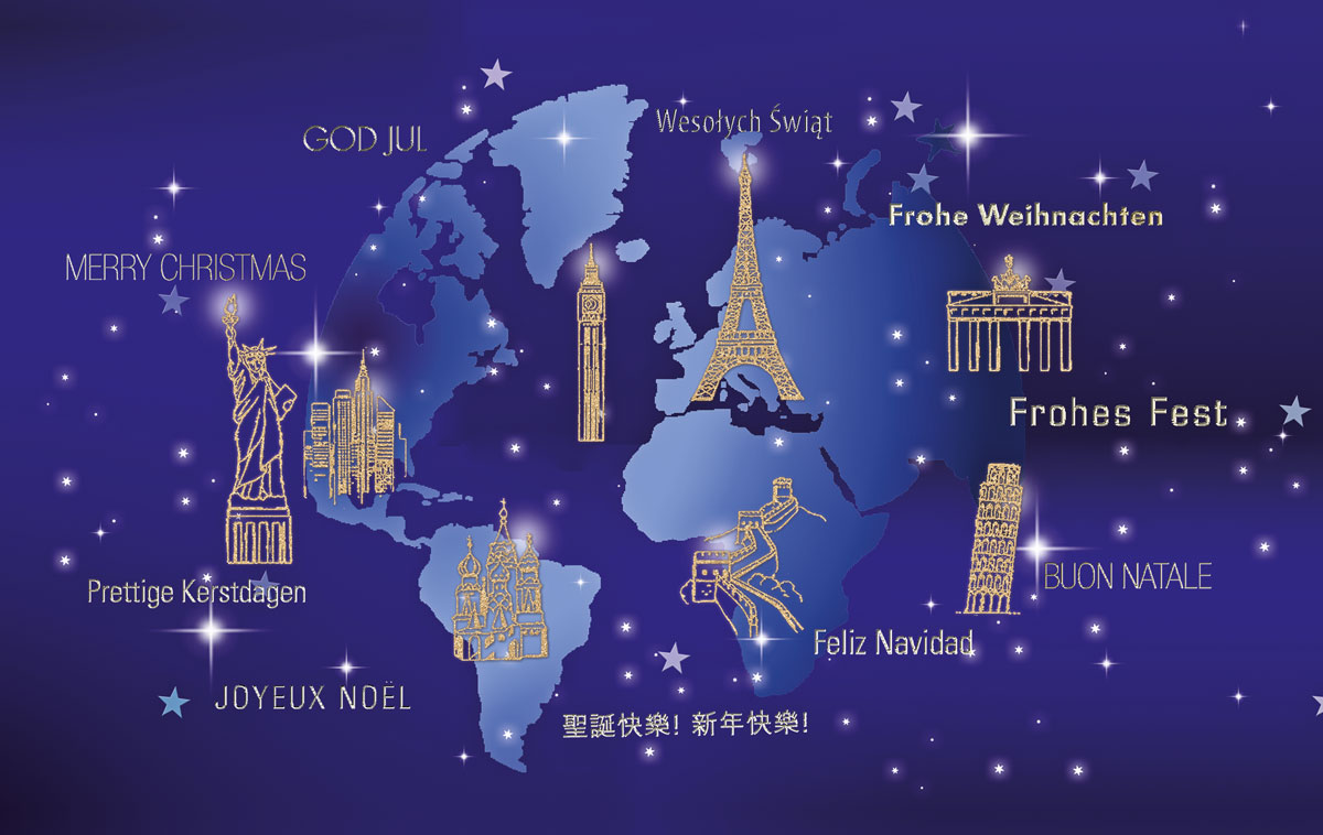 Internationale Karte Außergewöhnliche Weihnachtskarten für Firmen