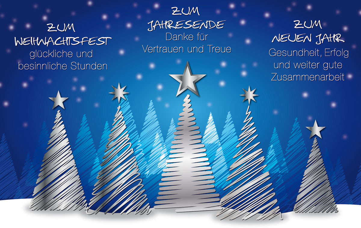 Blau und Silber Außergewöhnliche Weihnachtskarten für Firmen
