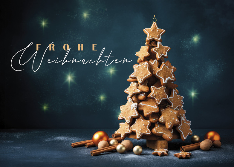 Weihnachtskarte: Baum aus Zimtsternen