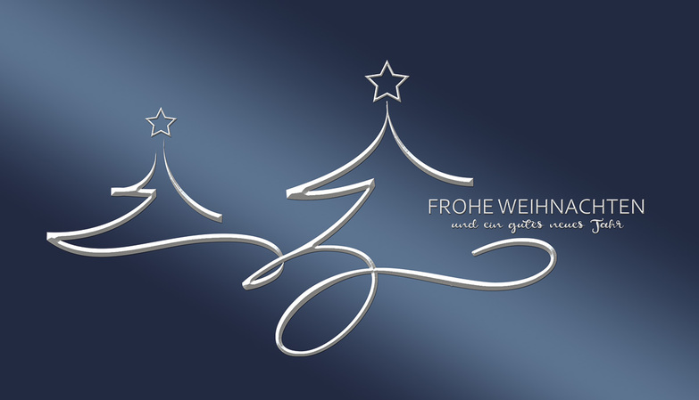 Weihnachtskarte: Zwei verschlungene Bäume