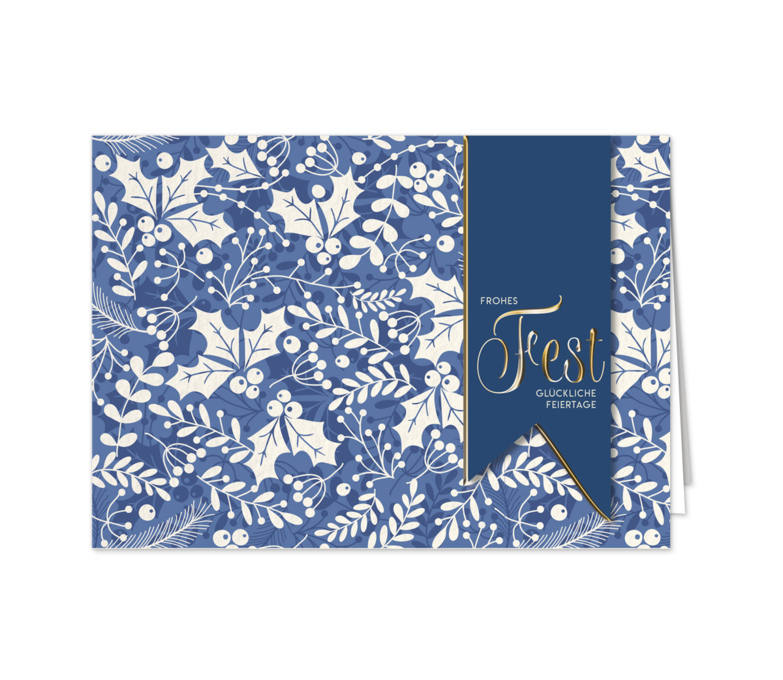 Karte: Blattmuster mit Band