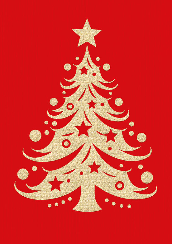 Grußkarte: Goldener festlicher Baum