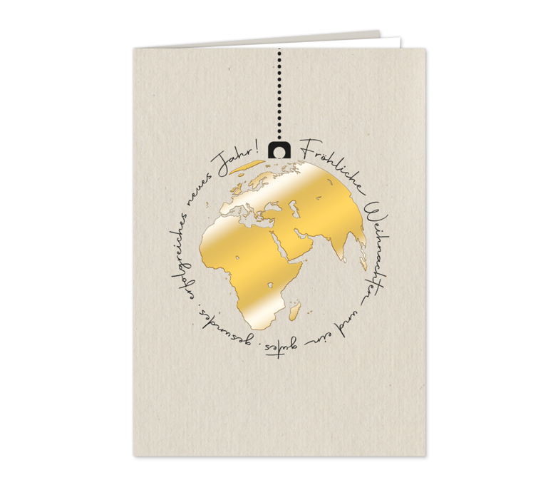 Karte: Globus-Kugel in Gold