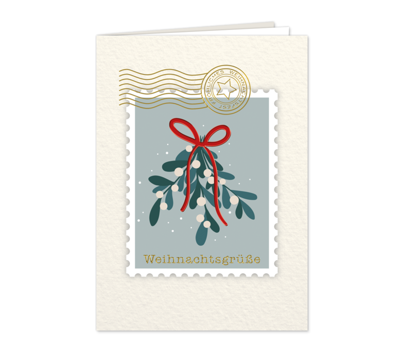 Karte: Briefmarke Mistelzweig