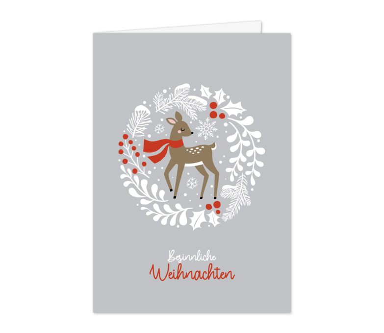 Karte: Bambi mit rotem Schal