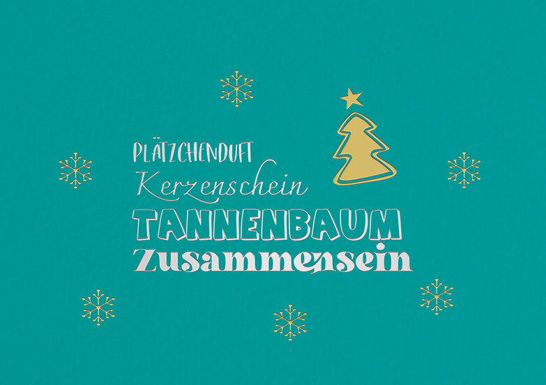Weihnachtskarte: Plätzchenduft Gedicht auf Grün