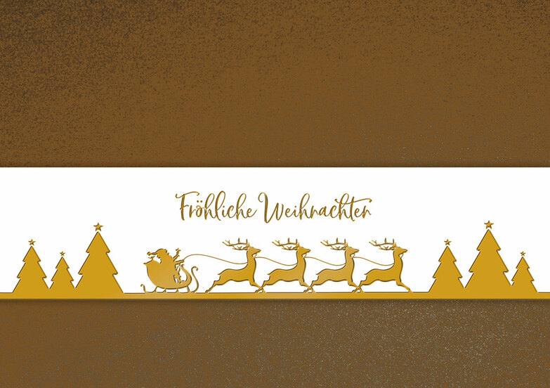 Weihnachtskarte: Schlittenfahrt auf Banderole