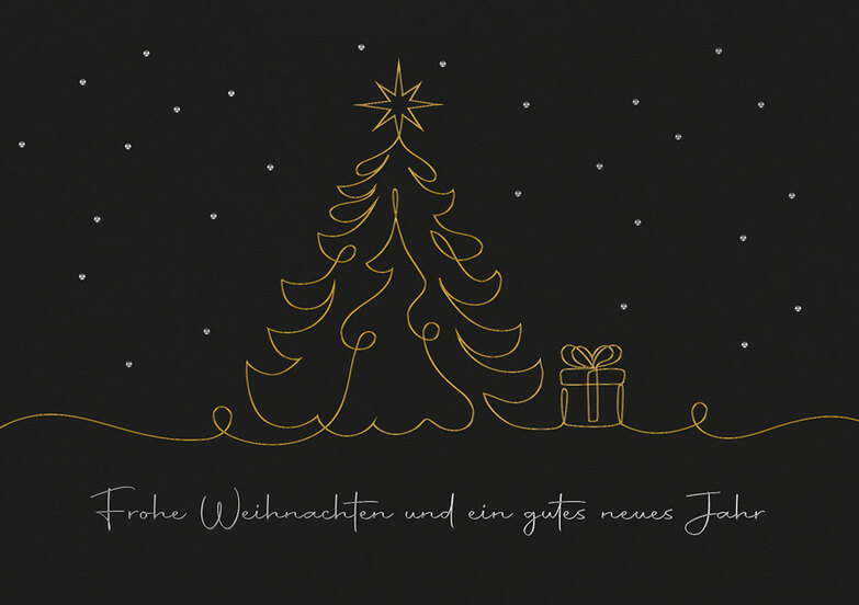 Weihnachtskarte: Eleganter und zarter Linienbaum
