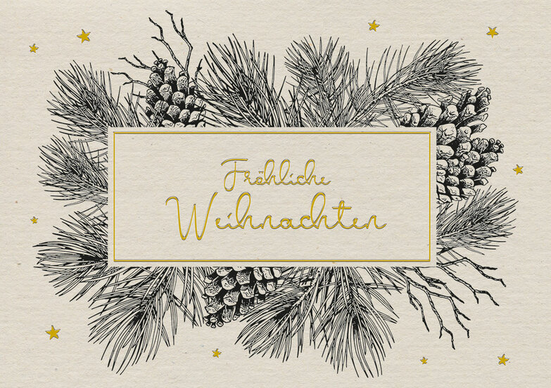 Weihnachtskarte: Rustikaler Zweigerahmen
