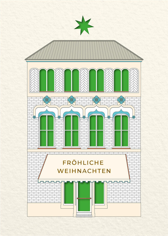 Weihnachtskarte: Weihnachtliche Beleuchtung - Grün