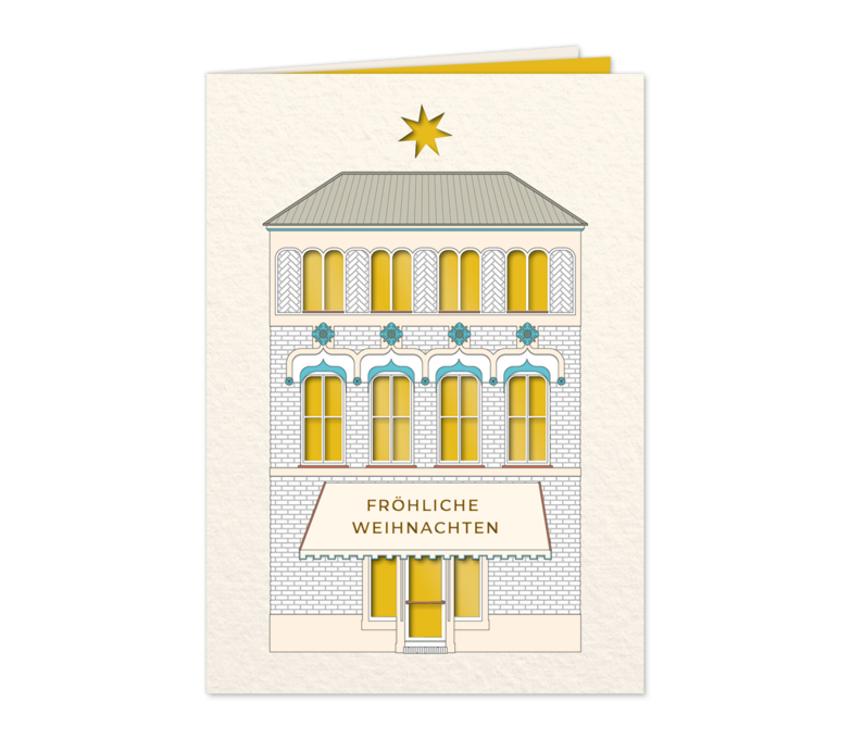 Karte: Weihnachtliche Beleuchtung - Gold
