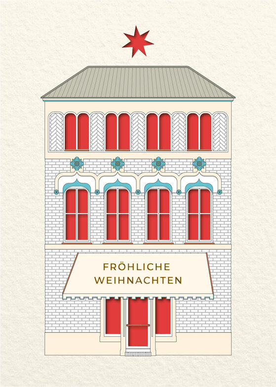 Weihnachtskarte: Weihnachtliche Beleuchtung - Rot