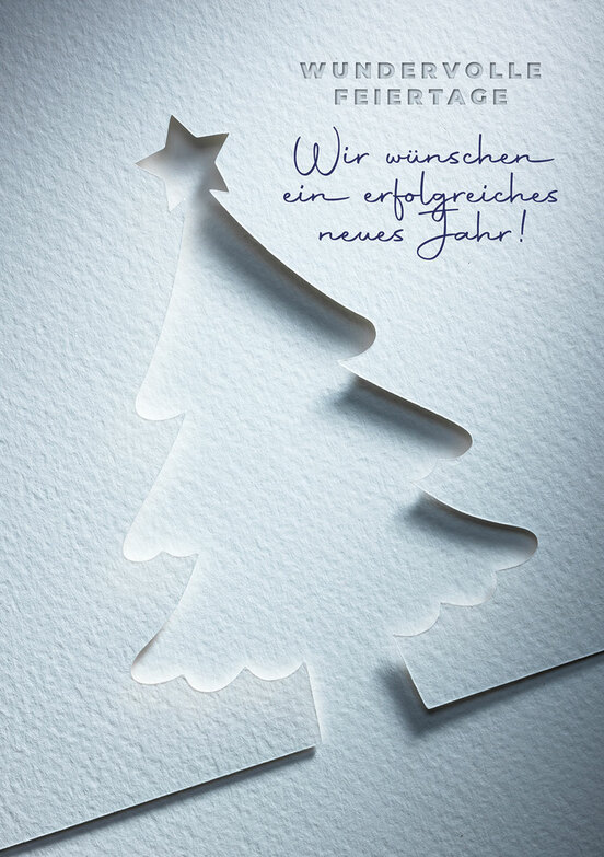 Weihnachtskarte: Weißer Papierbaum