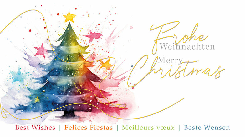 Weihnachtskarte: Bunt mit Gold