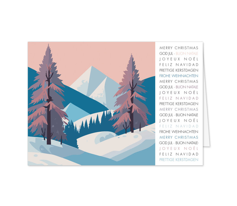 Karte: Winterlandschaft in Rosé