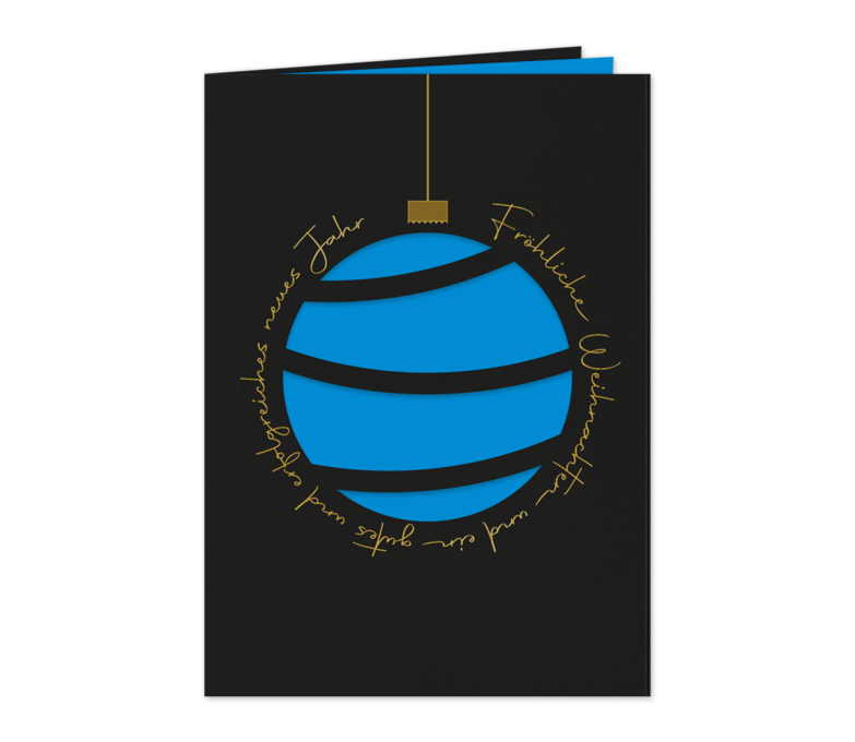 Karte: Gestanzte Weihnachtskugel - BLAU