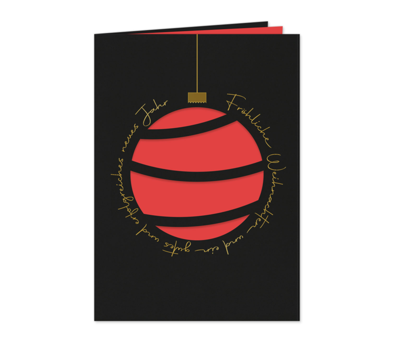 Karte: Gestanzte Weihnachtskugel - ROT