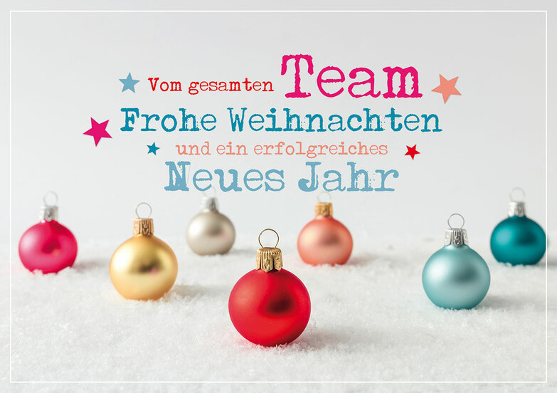 Weihnachtskarte: Farbenfrohes Team