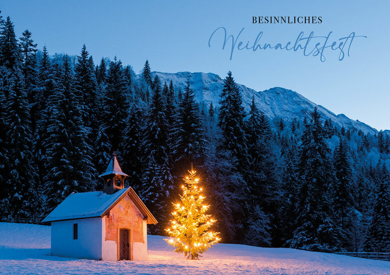 Weihnachtskarte: Winterliche Kapelle