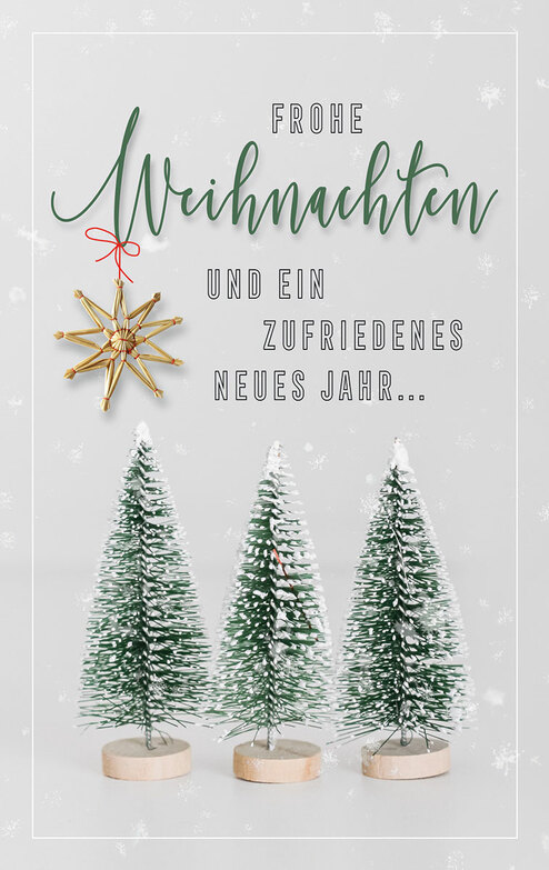 Weihnachtskarte: Verschneite Bäumchen