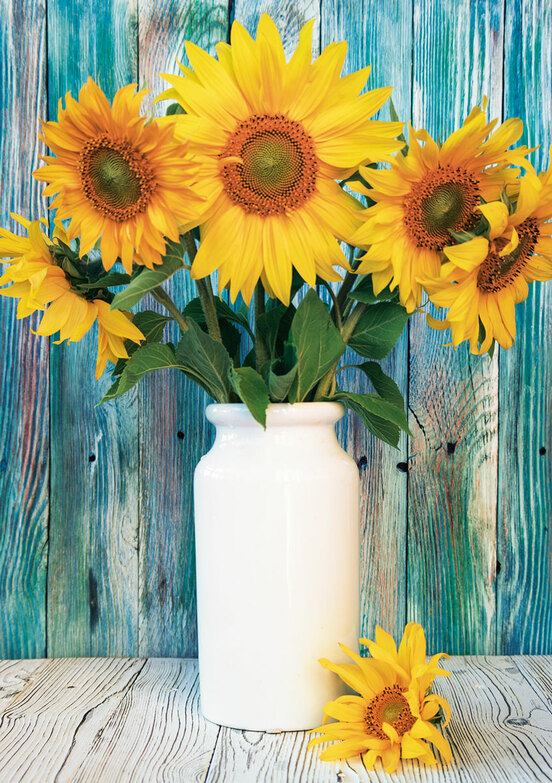 Grußkarte: Sonnenblumen in der Vase