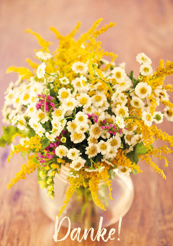 Grußkarte: Kamillenblumenstrauß