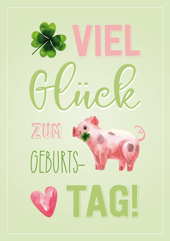 Grußkarte: Glücksferkel