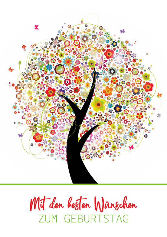 Grußkarte: Fröhlicher Blütenbaum