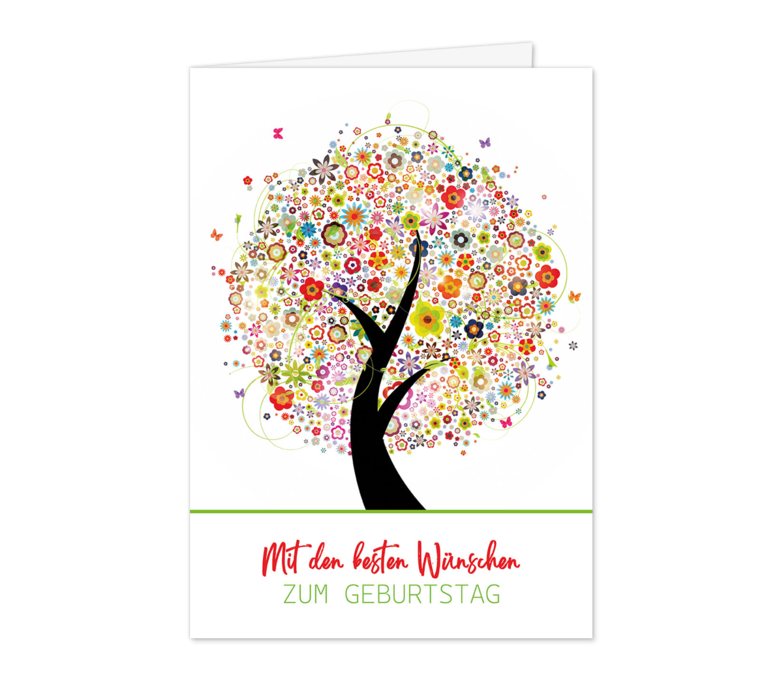 Karte: Fröhlicher Blütenbaum