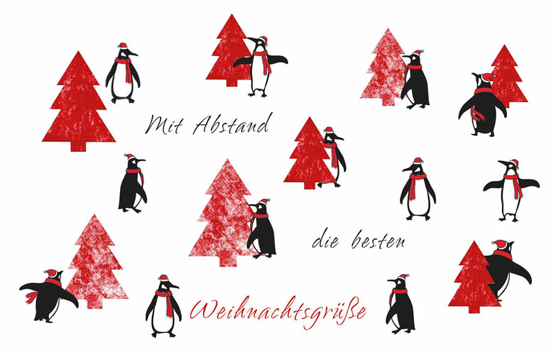 Weihnachtskarte: Pinguine