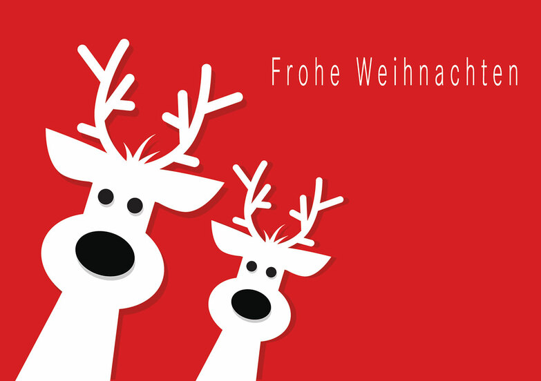 Weihnachtskarte: Zwei lustige Hirsche