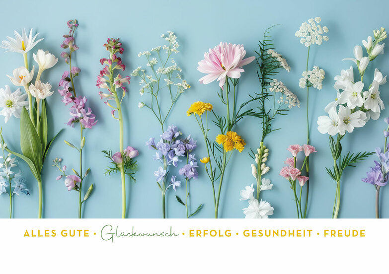 Grußkarte: Wiesenblumen aufgereiht