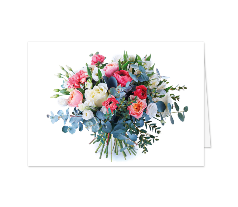 Karte: Klassisches Bouquet auf Weiß