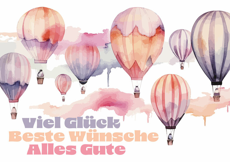 Grußkarte: Ballons in zartem Aquarell