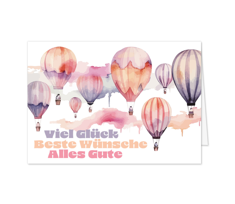 Karte: Ballons in zartem Aquarell