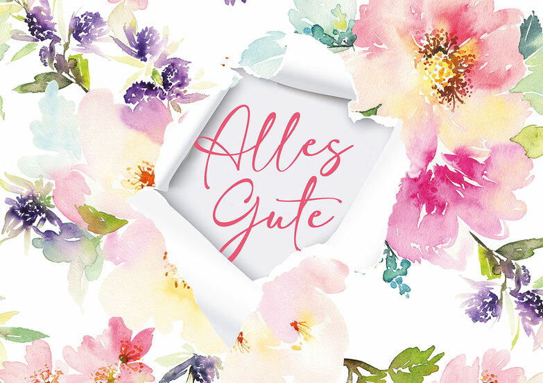 Grußkarte: Durchblick mit Blumenmuster