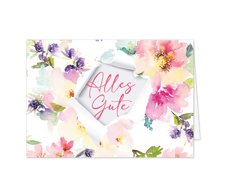 Karte: Durchblick mit Blumenmuster