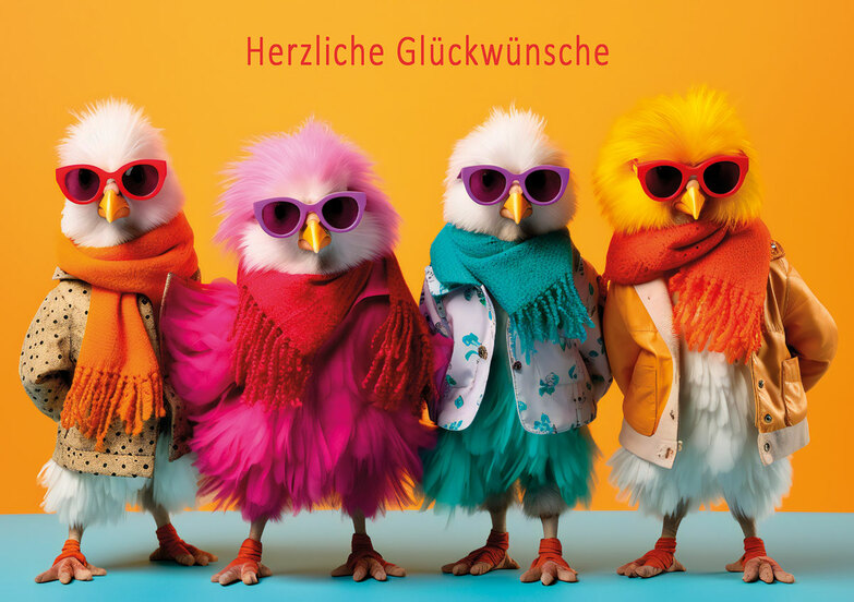 Grußkarte: Lustiges Vogelteam