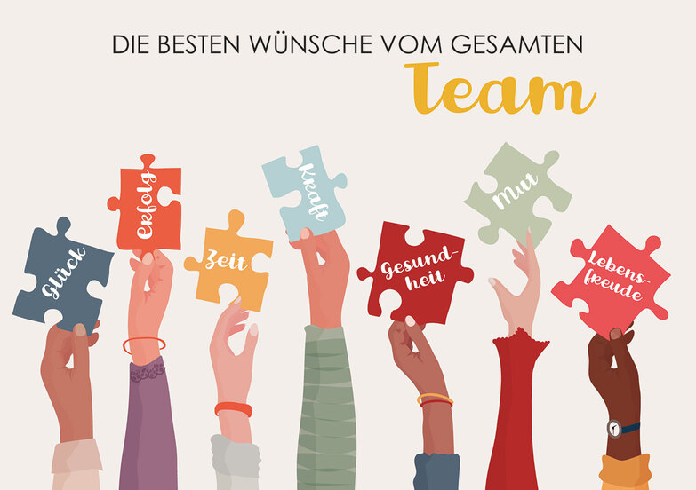 Grußkarte: Team-Puzzle