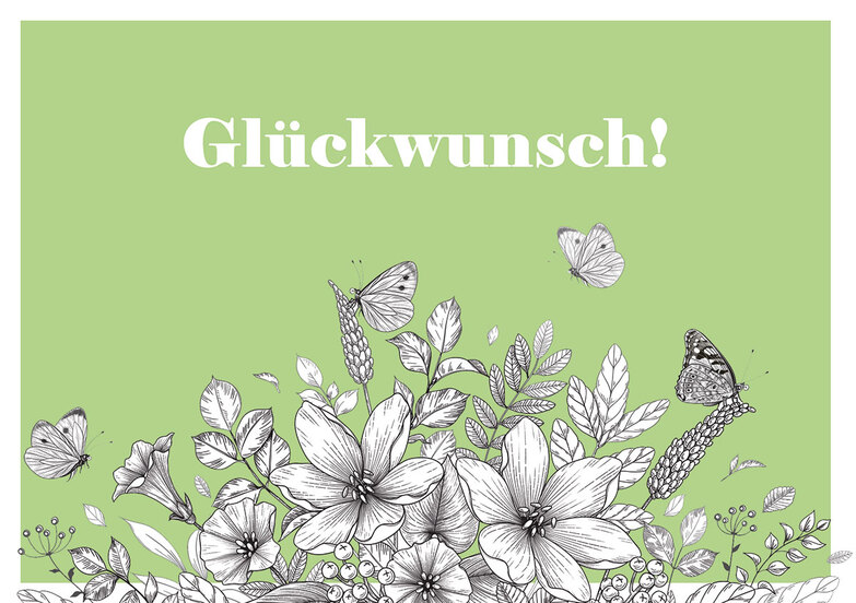 Grußkarte: Elegante Blütenzeichnung