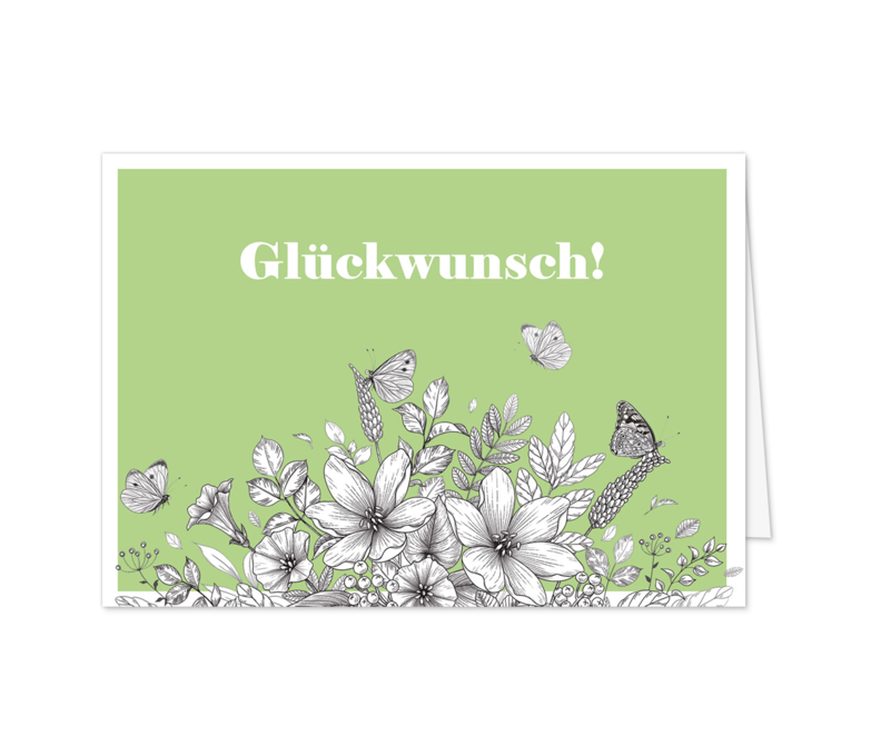 Karte: Elegante Blütenzeichnung